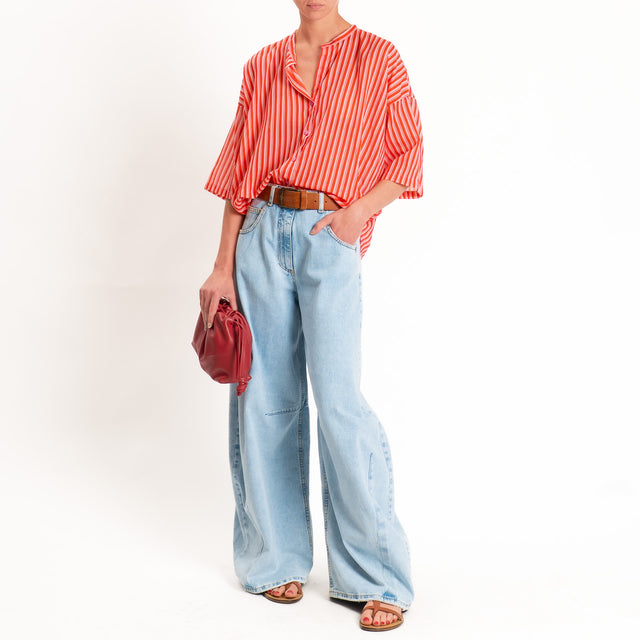 Tensione in-Camicia mussola a righe - rosa/rosso