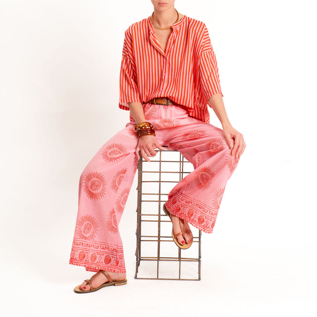 Tensione in-Camicia mussola a righe - rosa/rosso