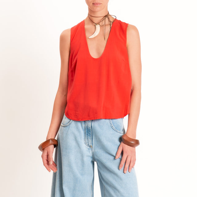 Tensione in-Top scollo U - corallo