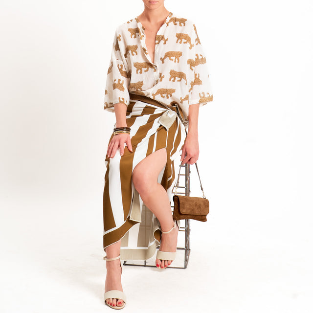 Tensione in-Camicia mussola fantasia tigri - panna/moro