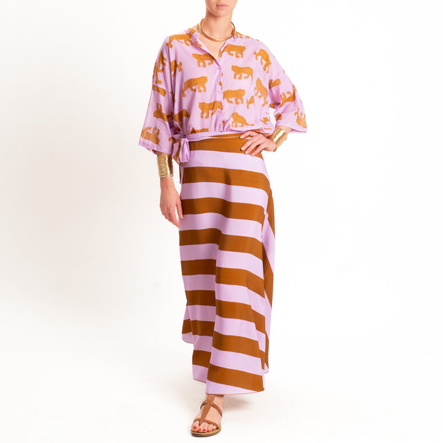 Tensione in-Camicia mussola fantasia tigri - lilla/moro