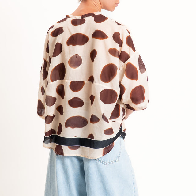Tensione in-Camicia mussola fantasia - beige/moro