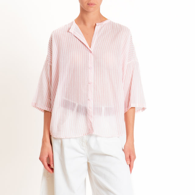 Tensione in-Camicia mussola a righe - rosa/latte