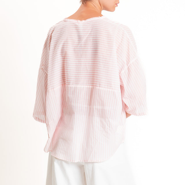 Tensione in-Camicia mussola a righe - rosa/latte