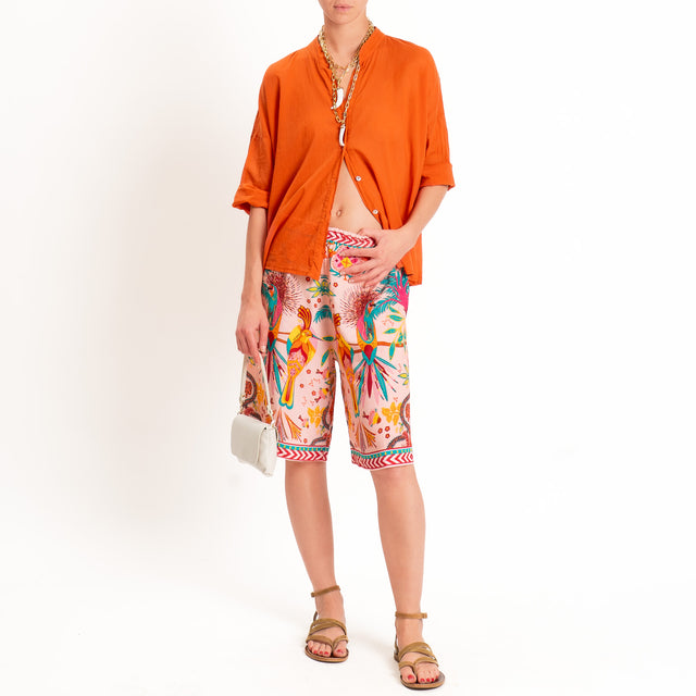 Tensione in-Bermuda fantasia tropicale - rosa/orange/verde