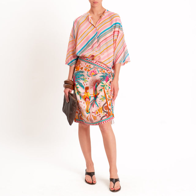 Tensione in-Gonna corta pareo fantasia tropicale - rosa/orange/verde