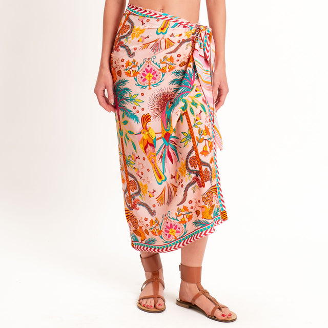 Tensione in-Gonna pareo fantasia tropicale - rosa/orange/verde
