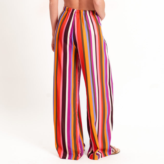 Tensione in-Pantalone a righe elastico in vita - multicolor