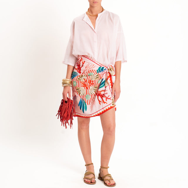 Tensione in-Gonna corta pareo fantasia conchiglie - rosa/sand/red