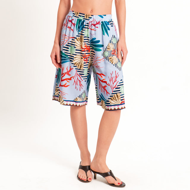 Tensione in-Bermuda fantasia conchiglie - celeste/sand/blu