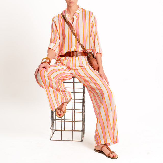 Tensione in-Camicia righe mussola collo coreana - bubble/burro/orange