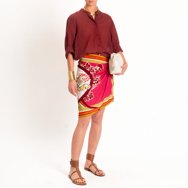 Tensione in-Gonna corta pareo fantasia tigre - fucsia/olive/india