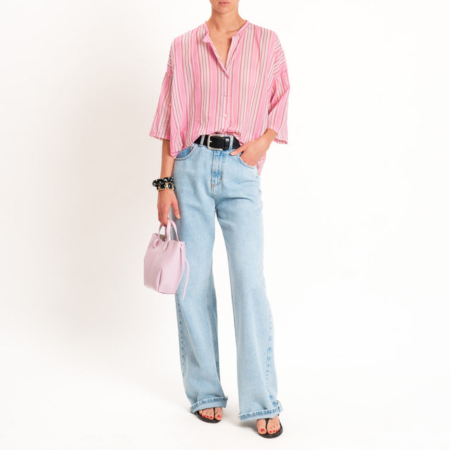 Tensione in-Camicia mussola a righe - rosa/nero