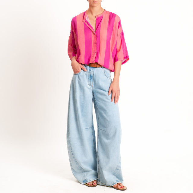 Tensione in-Camicia mussola a righe - bubble/fucsia