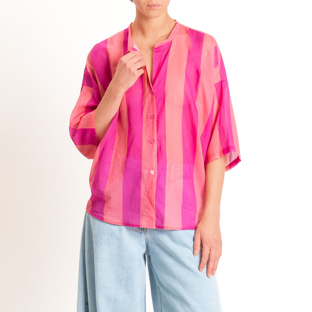Tensione in-Camicia mussola a righe - bubble/fucsia