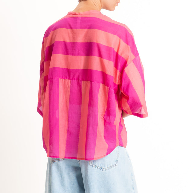 Tensione in-Camicia mussola a righe - bubble/fucsia