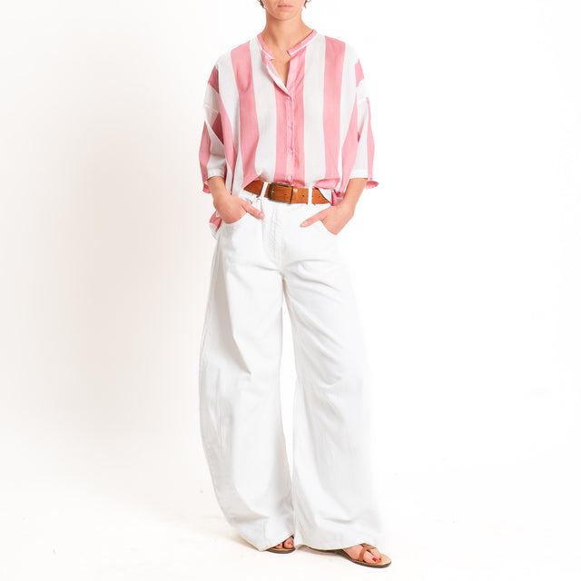 Tensione in-Camicia mussola a righe - rosa/latte