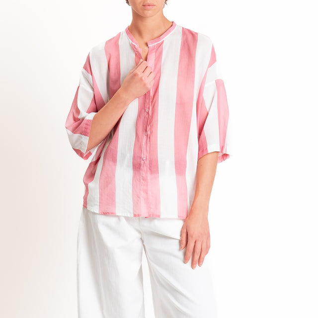 Tensione in-Camicia mussola a righe - rosa/latte