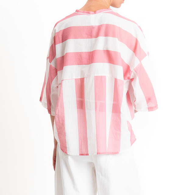 Tensione in-Camicia mussola a righe - rosa/latte