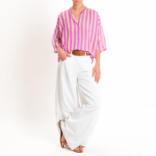 Tensione in-Camicia mussola fantasia righe - lilla/rosa