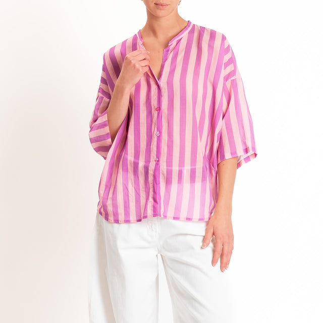 Tensione in-Camicia mussola fantasia righe - lilla/rosa
