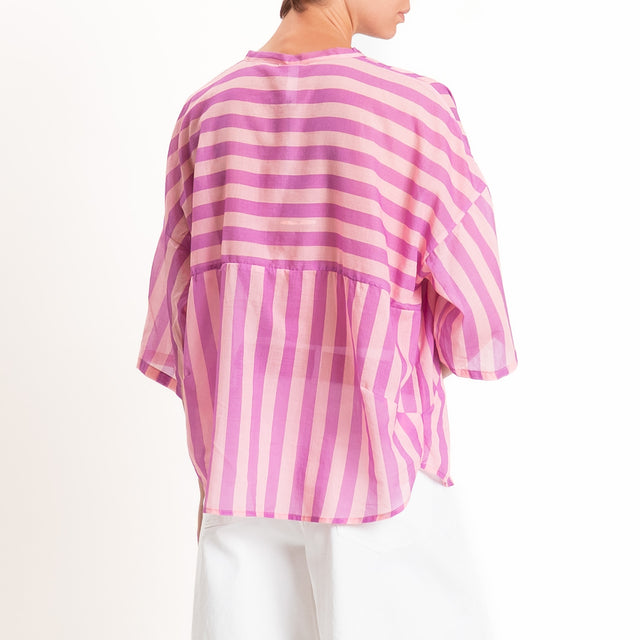 Tensione in-Camicia mussola fantasia righe - lilla/rosa