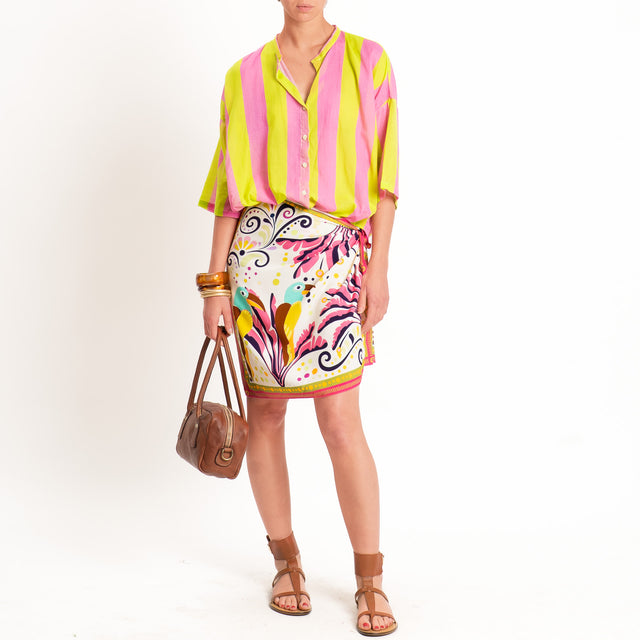 Tensione in-Gonna corta pareo fantasia - burro/fucsia/olive
