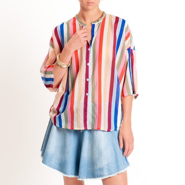 Tensione in-Camicia in mussola a righe - multicolor