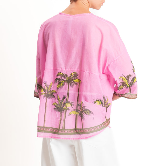 Tensione in-Camicia mussola fantasia palme - bubble/militare