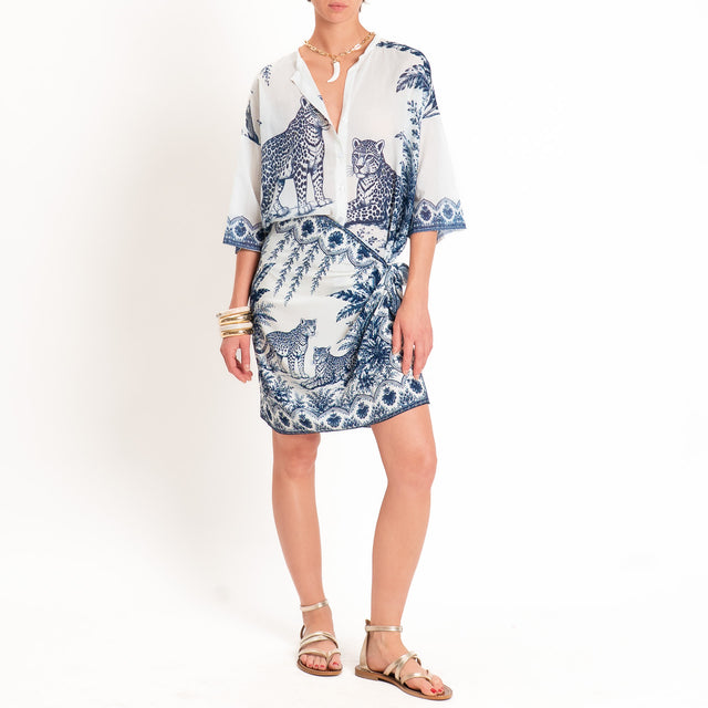 Tensione in-Gonna corta pareo fantasia jungle - blu/latte