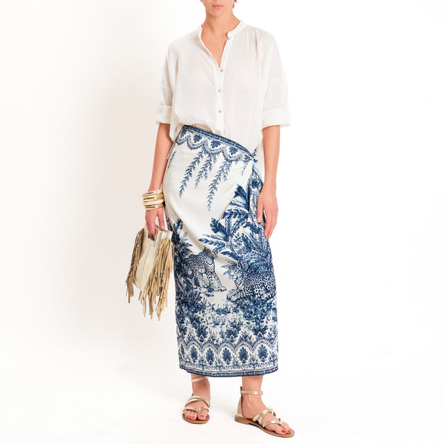Tensione in-Gonna pareo fantasia jungle - blu/latte