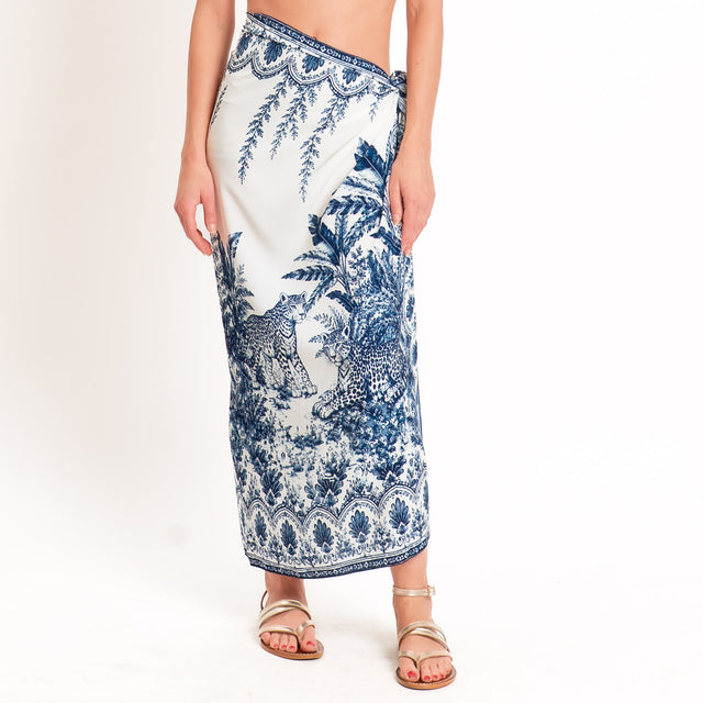 Tensione in-Gonna pareo fantasia jungle - blu/latte