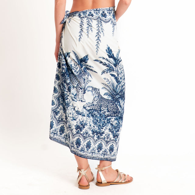 Tensione in-Gonna pareo fantasia jungle - blu/latte