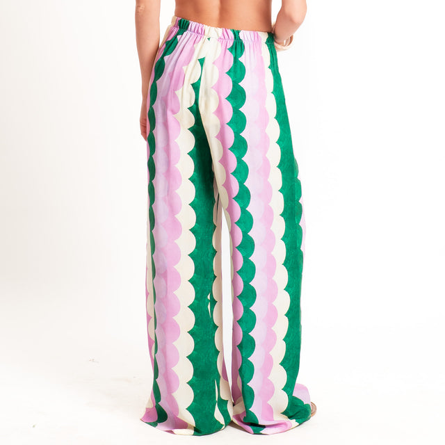 Tensione in-Pantalone fantasia elastico in vita - verde/rosa/burro