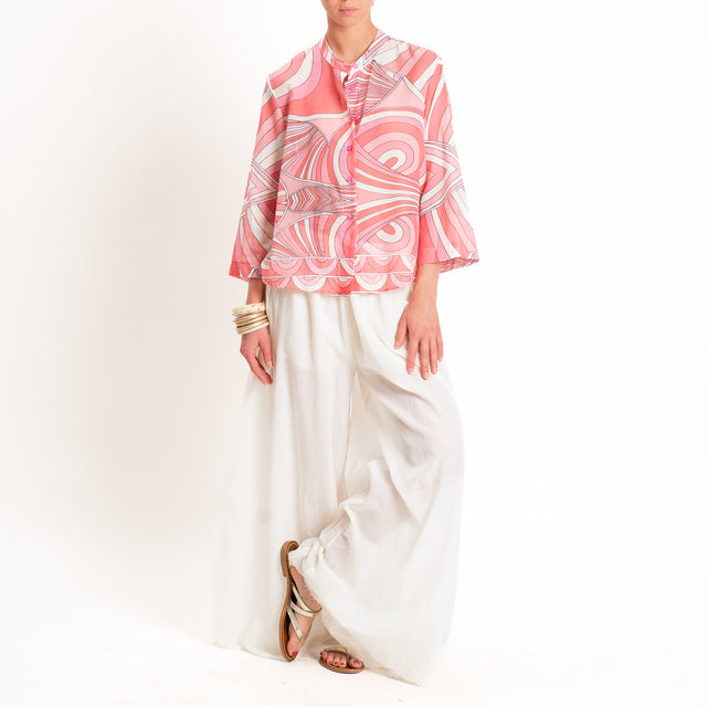 Tensione in-Camicia in mussola fantasia optical - rosa/burro/latte