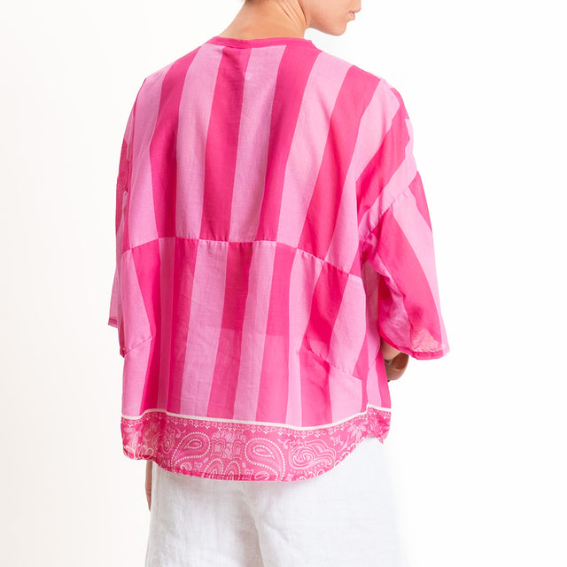 Tensione in-Camicia mussola fantasia bandana righe - rosa/fucsia