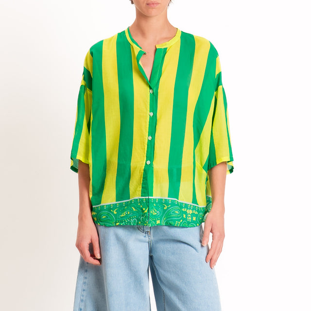 Tensione in-Camicia mussola fantasia bandana righe - verde/lime
