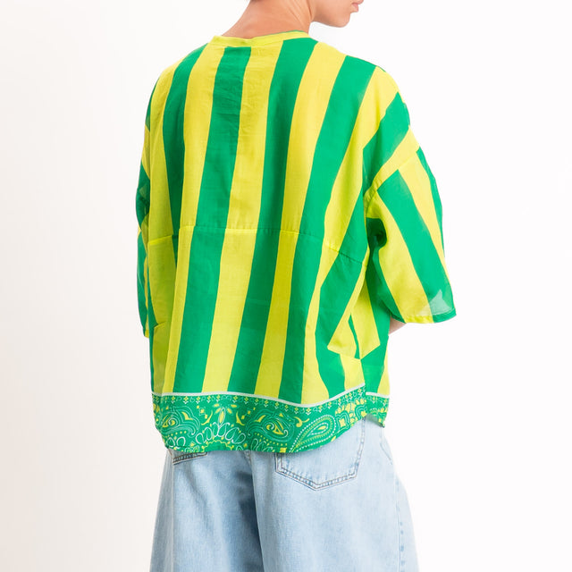 Tensione in-Camicia mussola fantasia bandana righe - verde/lime