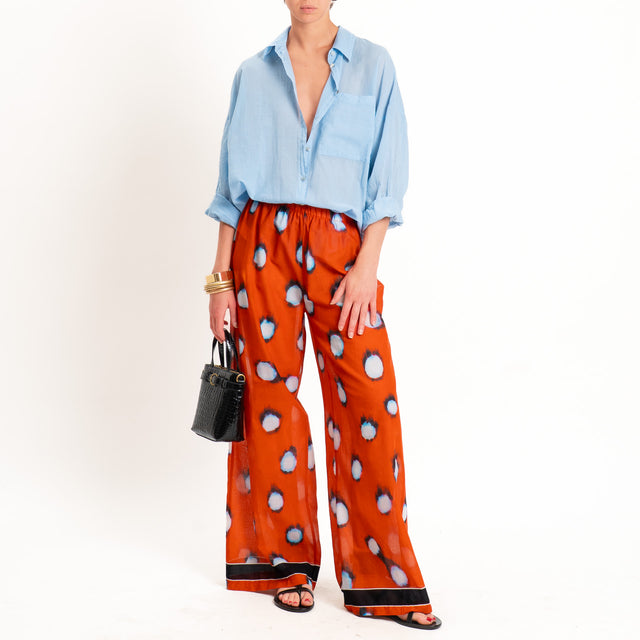 Tensione in-Pantalone mussola fantasia - arancio/sky
