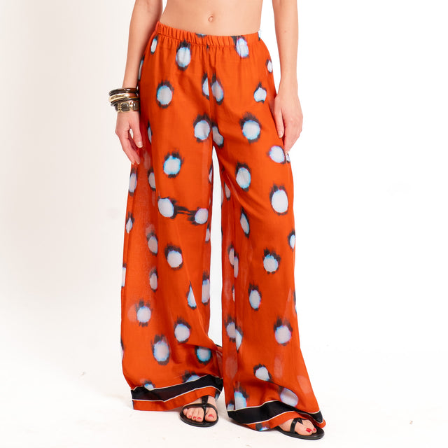 Tensione in-Pantalone mussola fantasia - arancio/sky