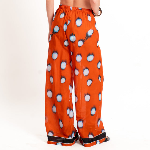 Tensione in-Pantalone mussola fantasia - arancio/sky
