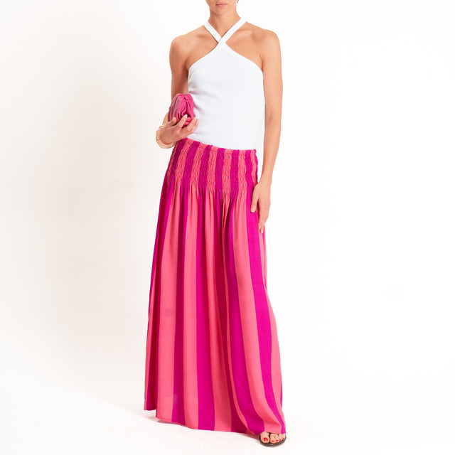 Tensione in- Gonna a righe elastico in vita - rosa/fucsia