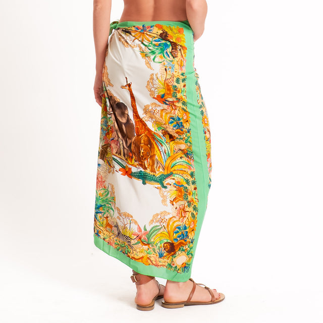 Tensione in-Gonna pareo fantasia jungle - latte/verde