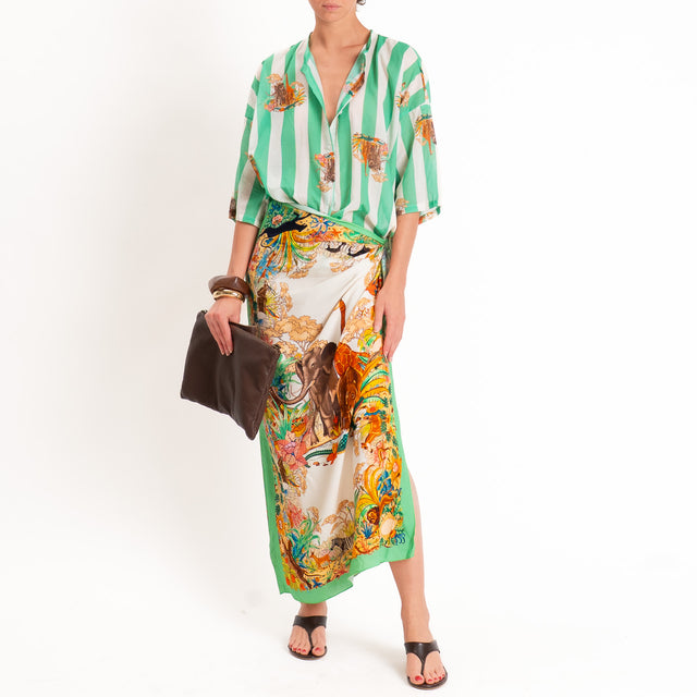 Tensione in-Gonna pareo fantasia jungle - latte/verde
