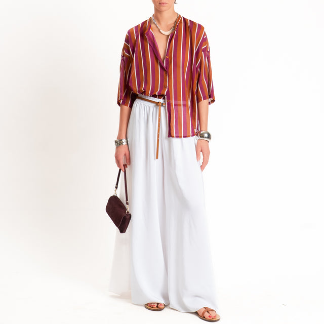 Tensione in-Camicia mussola a righe - malva/tabacco/panna