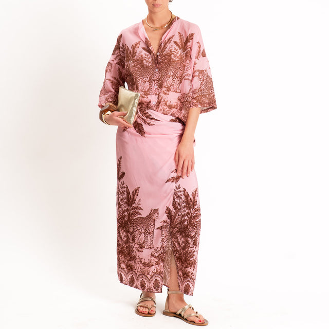 Tensione in-Gonna pareo fantasia jungle - rosa/moro
