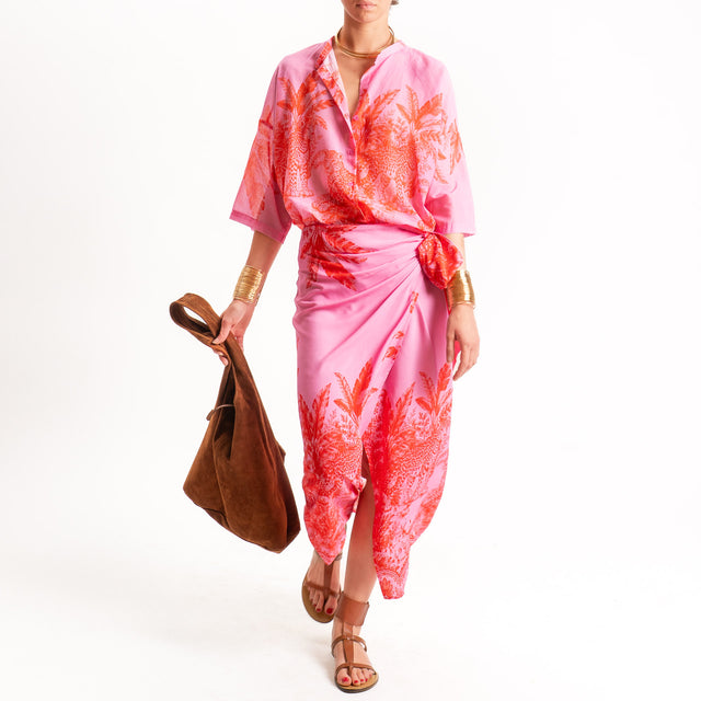 Tensione in-Gonna pareo fantasia jungle - rosa/rosso