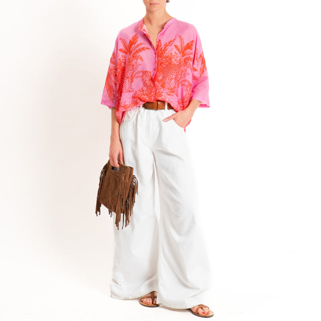 Tensione in-Camicia mussola fantasia jungle - rosa/rosso