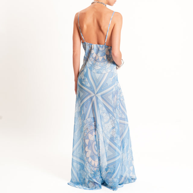 Tensione in-Abito georgette fantasia optical - celeste/latte