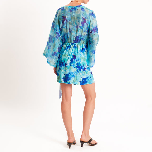 Tensione in-Chemisier mussola fantasia floreale - azzurro/royal